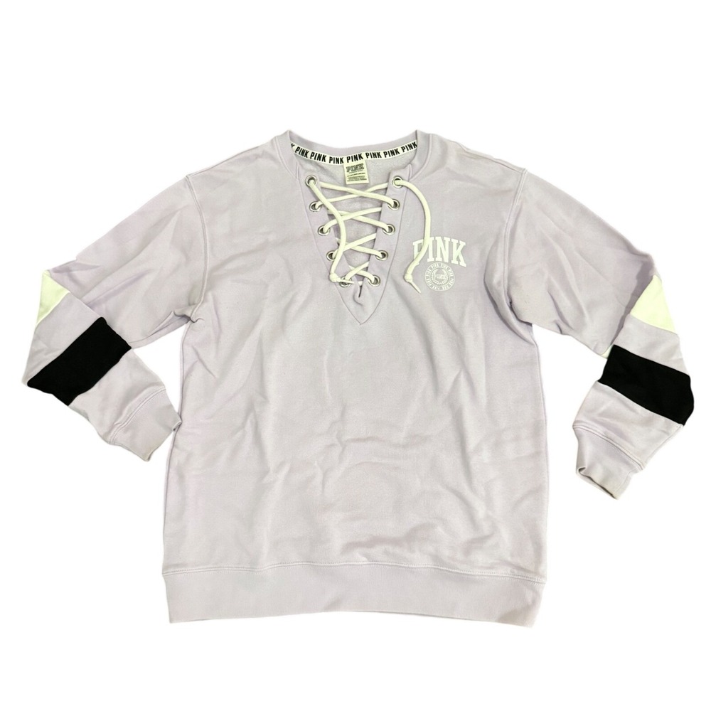 Victoria's Secret PINK Lace Up Sweatshirt Womens XS Purple Pullover